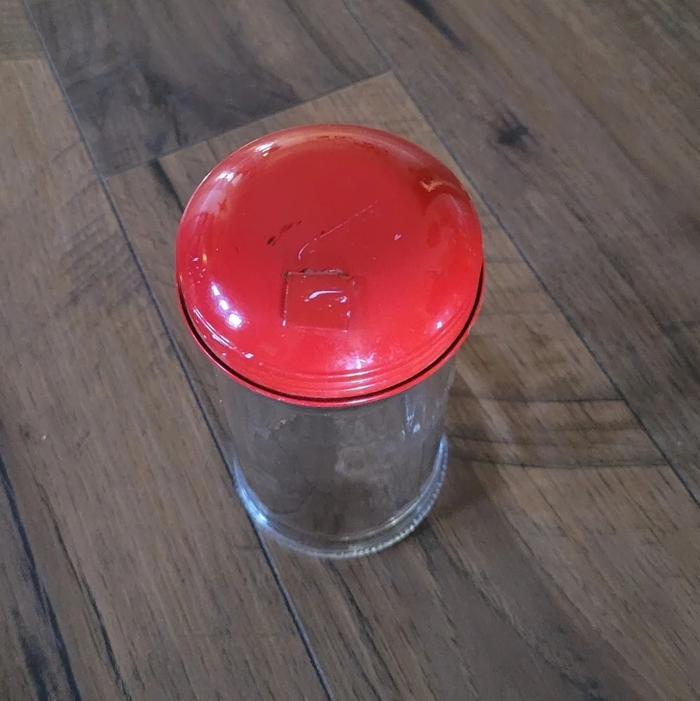 Vintage 1992 Coca-Cola Glass Straw Dispenser Red Metal Flip Top‎ Lid Retro Diner
